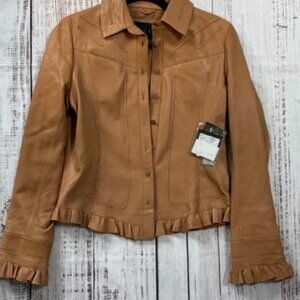 NEW Lambskin Saguaro Jacket Coat Women Size S Honey Tan Genuine Leather